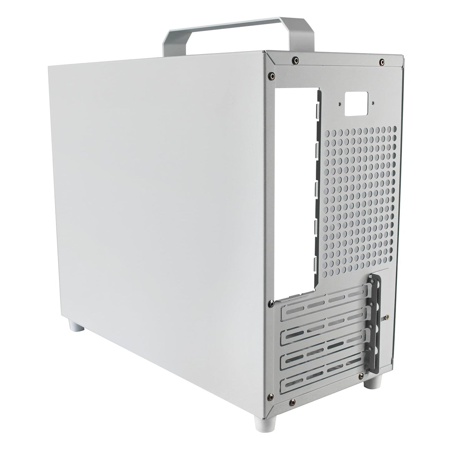 ALAMENGDA V500 Mini Portable M-ATX/ITX Computer Case, MINI-Tower CASE, Full Side Transparent Acrylic DIY Desktop Case with Handle, Support 320MM GPU Size (White-2.0)