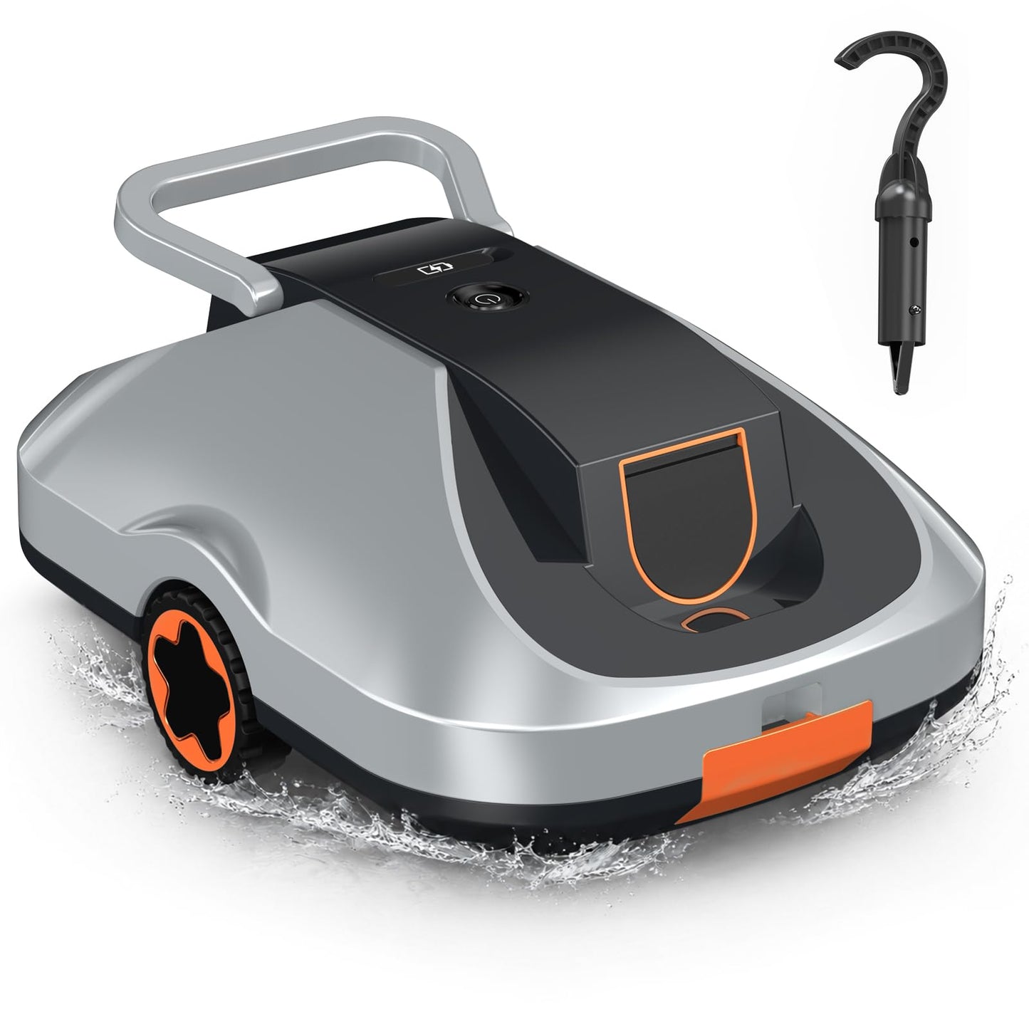 Zebary C1 Robotic Pool Cleaner, 200-Min Cordless Pool Vacuum for Above Ground & Inground Pools up to 2500 Sq.ft, Automatic Pool Vacuum Robot for Leaves & Dirt, Powerful Suction Self-Parking-Orange