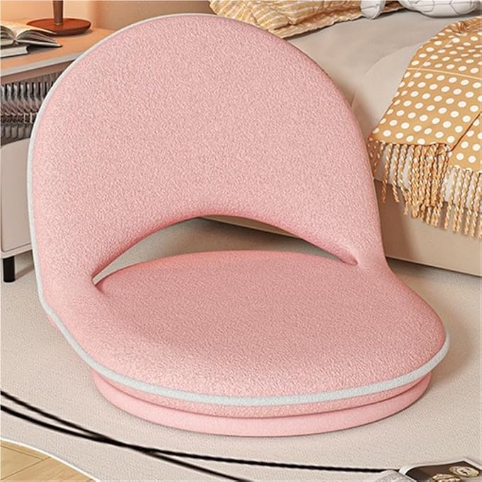 Folding Swivel Tatami Floor Chair with Back Support, Comfortable Meditation Chair, Lazy Sofa for Bedroom, Floor Seat, Floor Cushions for Adults(Pink)