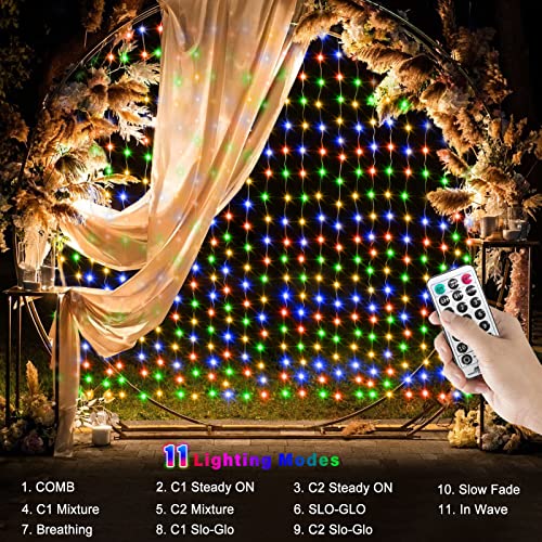 echosari 600 LED Curtain Lights Plug in, 20Ft x 10Ft Connectable Dual Color Changing Fairy Lights Curtain Outdoor Waterpro...