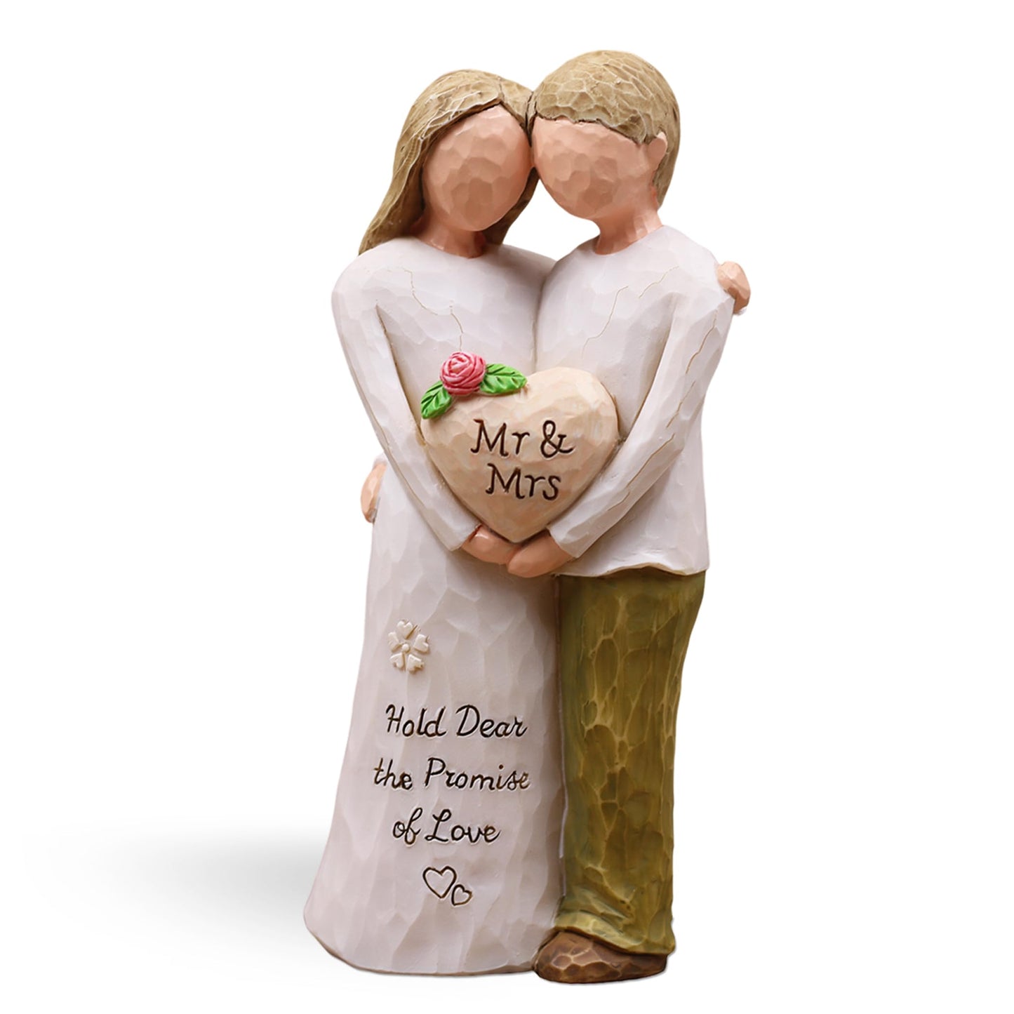 AUMELO Anniversary Wedding Gifts for Women Men Couple, Gifts for Her Him, Birthday Gift for Girlfriend Boyfriend Wife, Hand-Painted Resin Mr & Mrs Figurine for Christmas Valentines Day (Pink)