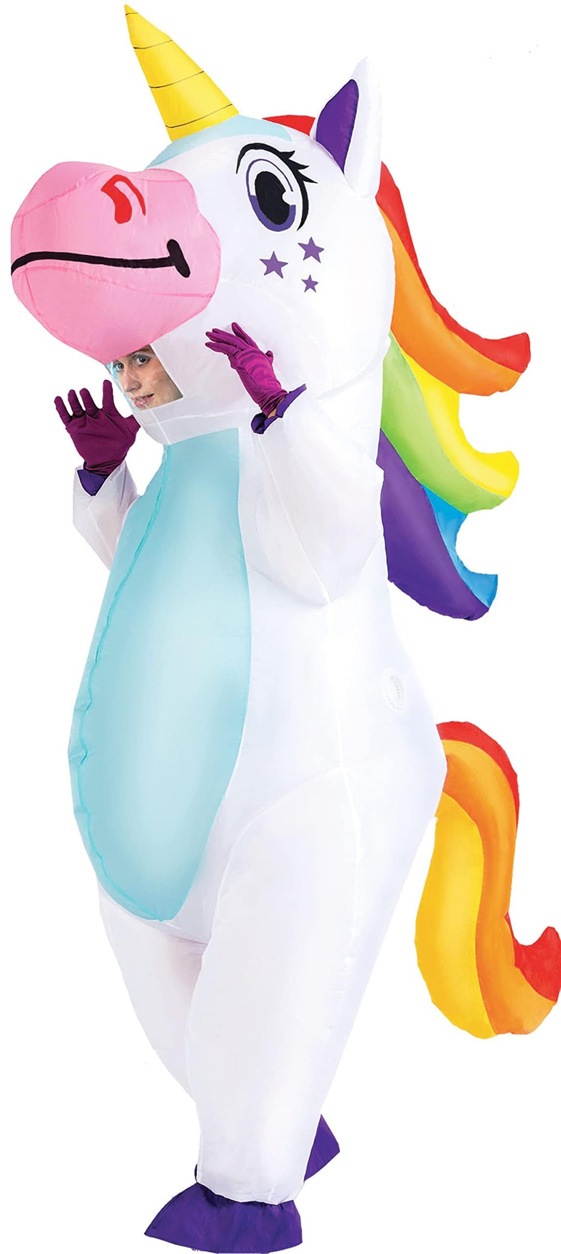 Spooktacular Creations Adult Unisex White Unicorn 65in Full Body Inflatable Costume for Halloween Parties-L