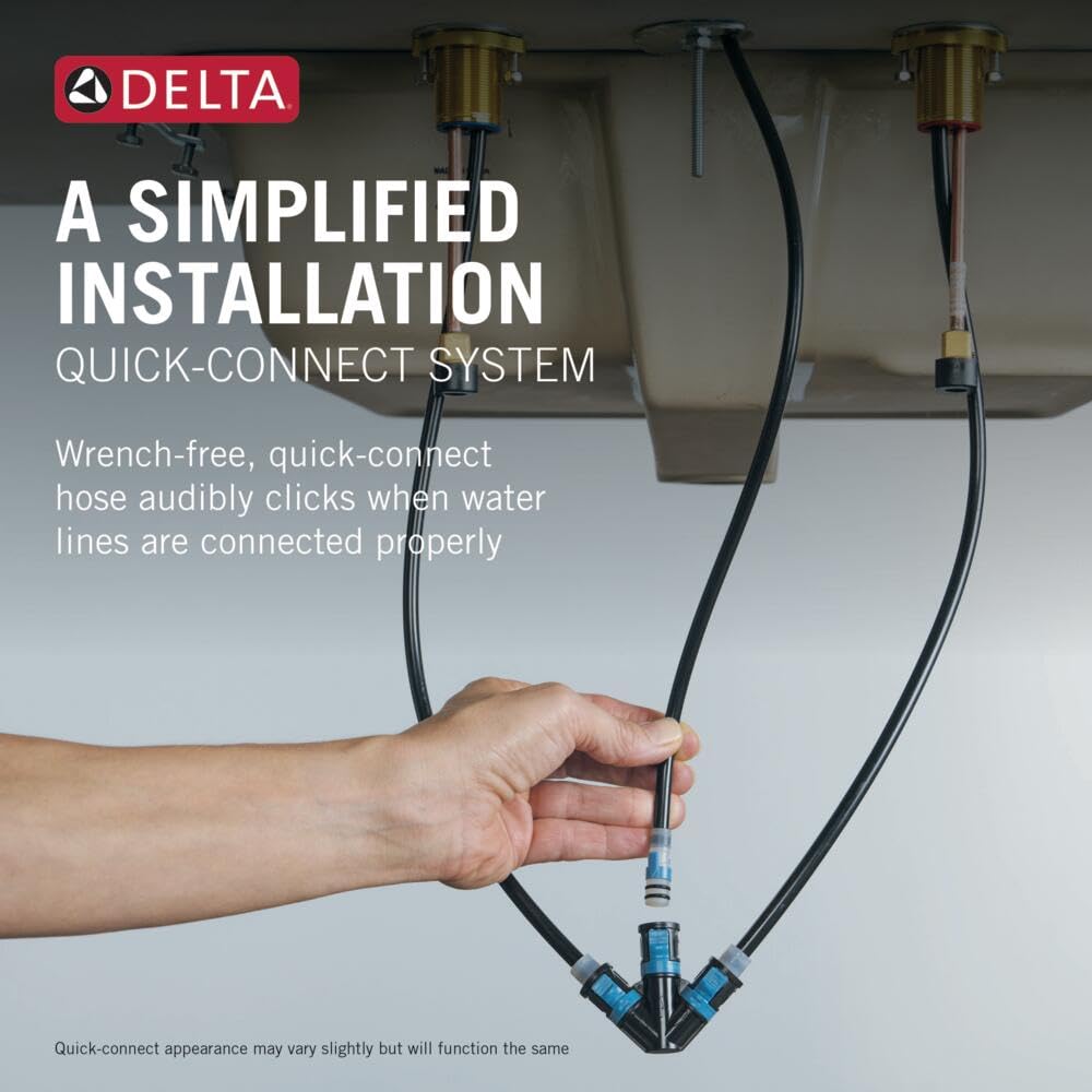 Delta Roe Matte Black Bathroom Faucet 3 Hole, 8 Inch Widespread Bathroom Sink Faucet for Vanity, Push-Pop Drain Assembly, Matte Black 35985LF-BL