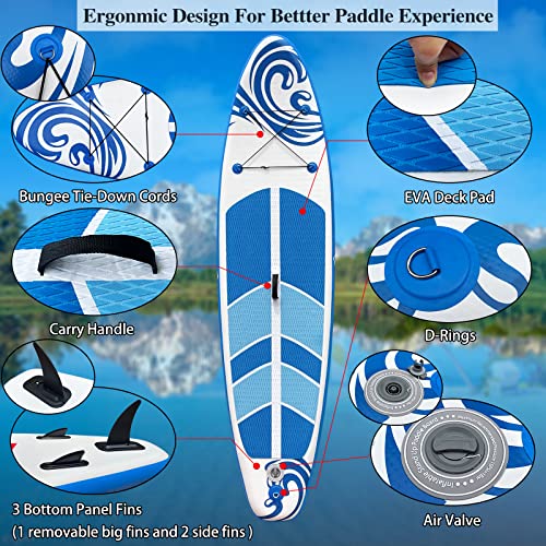 Peakpath Inflatable Stand Up Paddle Board (6’’ Thick) with Premium SUP Accessories&Bag,Bottom Fin for Paddling,Surf Contro...
