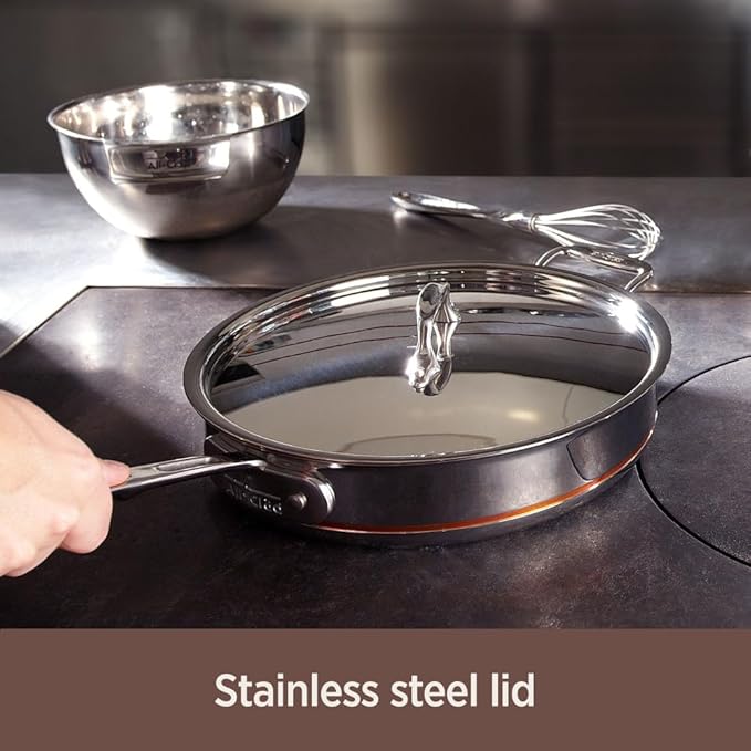 All-Clad Copper Core 5-Ply Stainless Steel Sauce Pan 3 Quart Induction Oven Broiler Safe 600F Pots and Pans, Cookware Silver