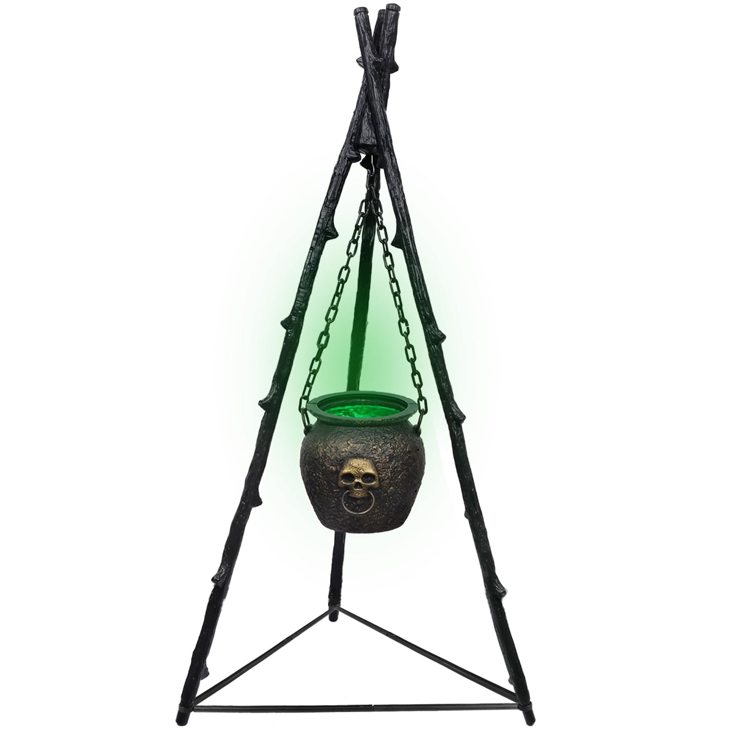 DR.DUDU Halloween Decorations Outdoor - 4.6FT Large Witches Cauldron with Tripod & Green LED Lights, Hocus Pocus Scary Outside Decor for Yard, Porch, Party, Haunted House Props & Candy Bowl