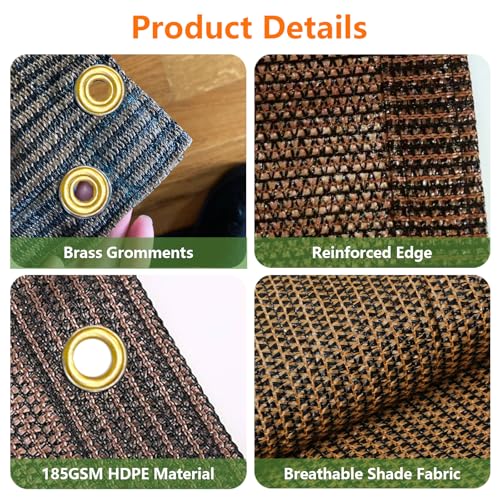 90% 12x15ft Sun Shade Cloth for Outdoor Deck Backyard Patio Garden Pergola Cover Canopy Mocha