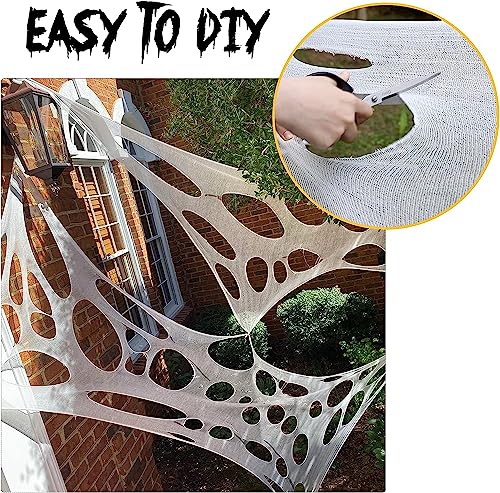 JOYSELLER Spider Web Halloween Decorations Outdoor, Stretchy 450 sqft Halloween Spider Web, Cut-Your-Own Flexible Spider Webbing for Haunted House, Porch, Yard & Party (Spiders Not Included)