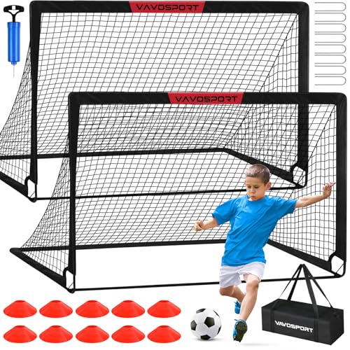 VAVOSPORT Soccer Goal, 2 of 6'x4' Kids Soccer Goals for Backyard Set, Portable Pop Up Soccer Net, Practice Soccer Training...