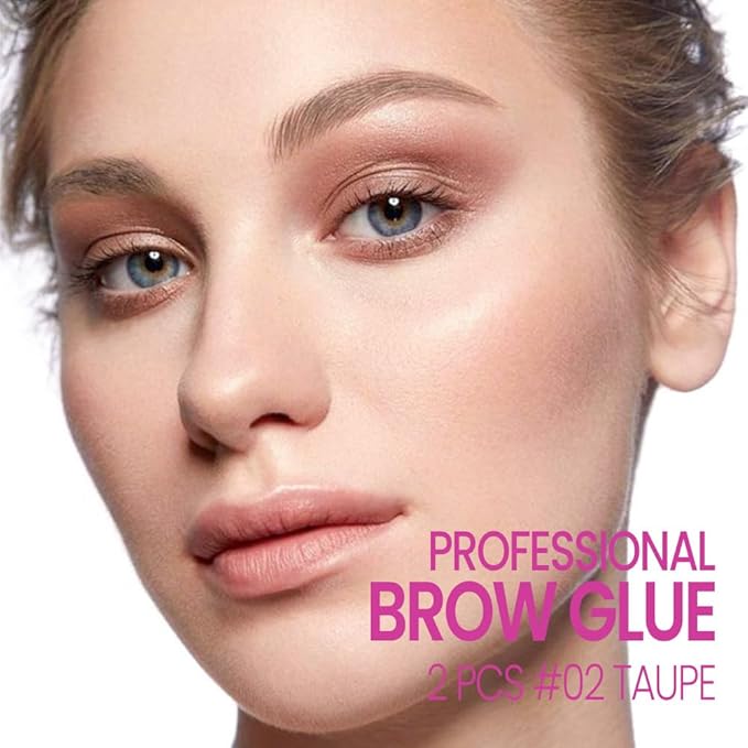 Kaely PROFESSIONAL MAKEUP Brow Glue, Tinted Eyebrow Gel, Eyebrow Mascara Waterproof, gel para cejas a prueba de agua, Eye Brow Fast Sculpt, Vegan & Cruelty-Free, 2Pcs-02 Taupe