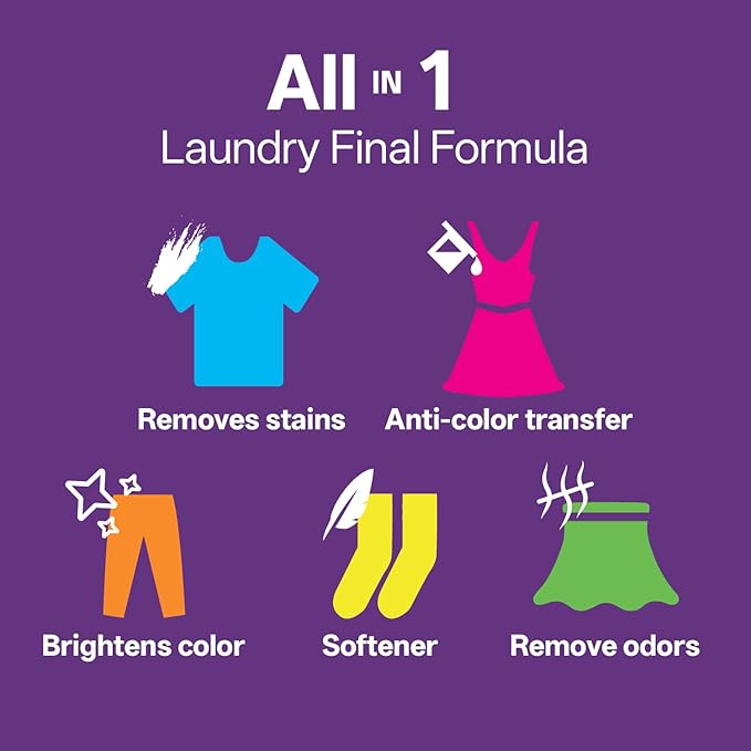 All-in-1 Laundry Detergent Pods | 10X Deep Clean | Prevents Color Bleed, Eliminates Odors & Locks in Floral Freshness | with Color Protection Technology | 5-in-1 Power, 40 Count
