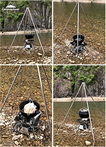 camping moon Weight Resistance 90KG Premium Fire Playstand All Stainless 304 Bonfire Tripod JP-MT-130