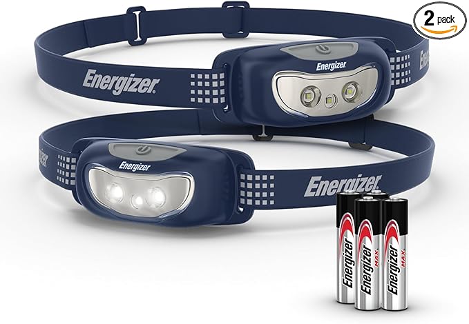 Energizer Universal+ LED Headlamp (2-Pack), IPX4 Water Resistant Headlamps, Bright Head Light for Outdoors, Camping, Running, Storm, Survival LED Light for Emergencies (Batteries Included)