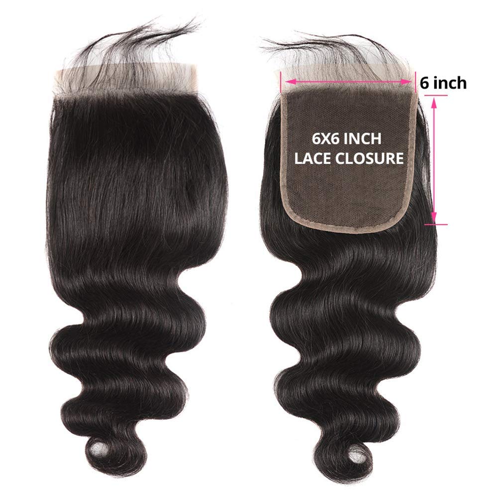 6X6 Lace Closure Human Hair Pre Plucked Closure Body Wave Brazilian Virgin Hair 6X6 Colsure With Baby Hair High Density Real Hum