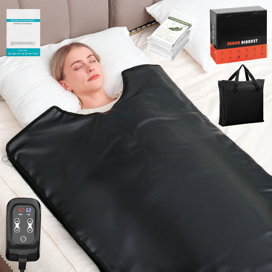 yamxun Infrared Sauna Blanket for Home: Premium PU Leather Portable Sauna Blanket Far Infrared Heating Blanket for Full Body Detox & Relaxation – Adjustable 95-167℉ & 20-60 Min Timer 71 x 31.5Inch