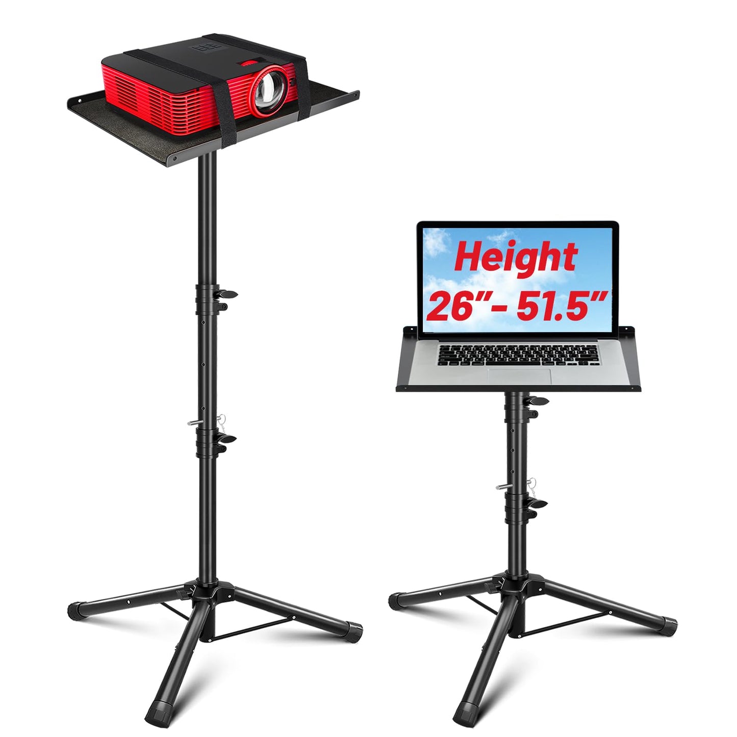 CAHAYA Projector Stand Tripod Adjustable - Stable for Tablets & Phones & Book Height 26" to 51.5" Multifunctional Laptop DJ Rack Stand Portable for Outdoor Movies CPS0331