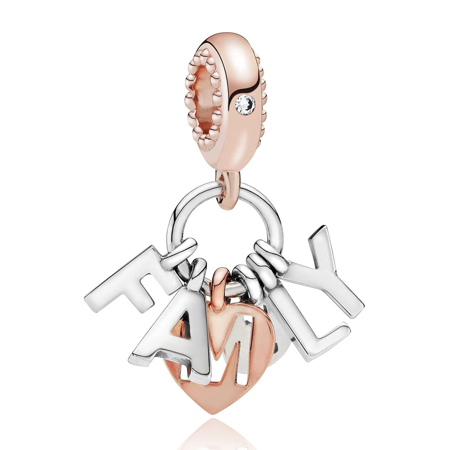 VALGACLS Family Charm Family Charms for Bracelets Necklace 925 Sterling Silver Family Letter Charm Rose Gold Charms