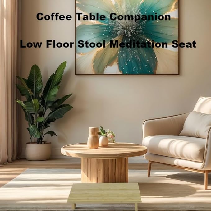 NAVREX Solid Wood Chair, Japanese Tea Chair for Meditation Floor Seat, Ergonomic Bench (Set of 2)