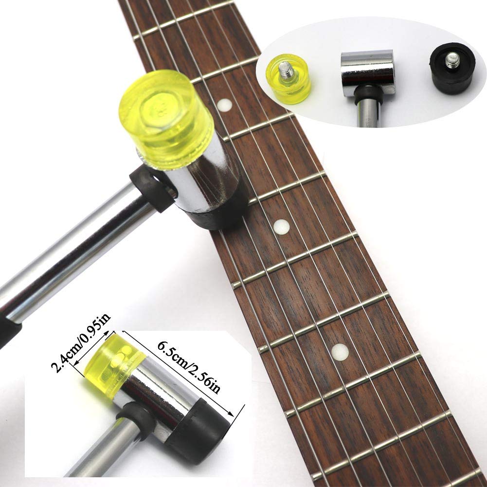 Guitar Luthier Tool Kit Double Headed Guitar Bass Fret Wire Rubber Hammer,Guitar Fret Crowning Luthier File,Stainless Steel Fret