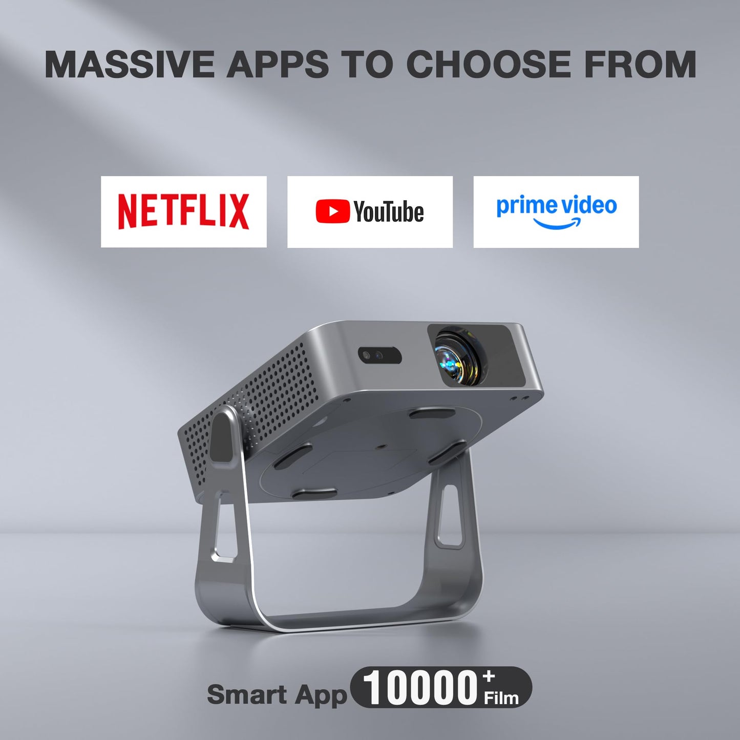 【Officially-Licensed APP & 1800ANSI】Smart Mini Projector with WiFi and Bluetooth, VISSPL Native 1080P Auto Focus & Keystone Portable Outdoor Projector, 4K Support Home Movie Projector Sliver