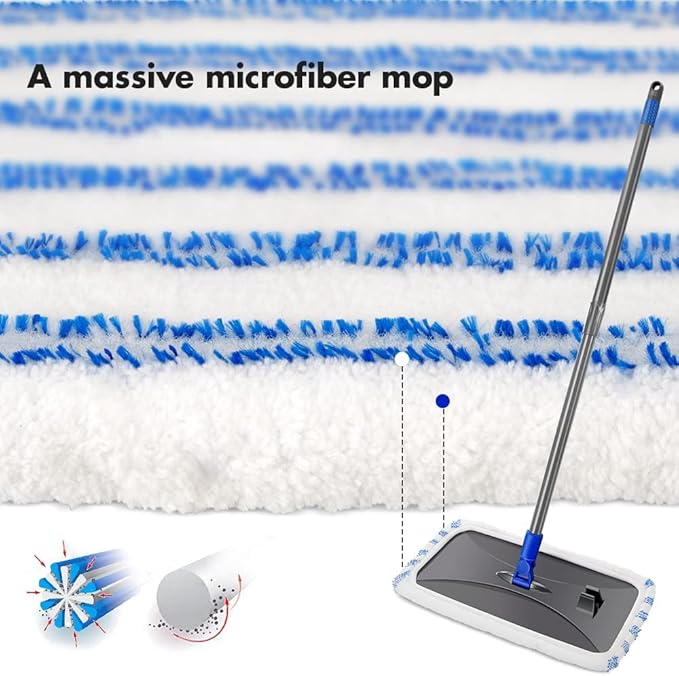 Masthome Microfiber Mop Refills 15x8 inches, 3 Pack, Washable & Reusable Microfiber Mop Pads for Wet and Dry Use, Large Surface Mop Replacement Pads for Flat Mop B076HM59FX, B07RQXR7PN