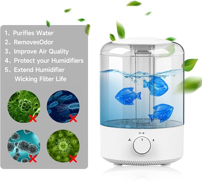 Humidifier Tank Cleaner, Raipoment Universal Humidifier filters fish Compatible with Drop, Droplet, Adorable, Warm&Cool Mist Humidifiers,Fish Tank,10pcs (Blue)