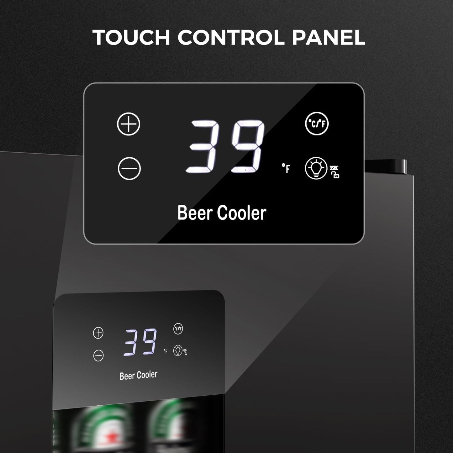 Kismile 3.2 Cu.Ft Beer Fridge, Auto Defrost Mini Fridge with Electronic Control, LCD Display and Adjustable Temperature for Home, Dorm, Office