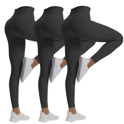 Aoxjox High Waisted Workout Leggings for Women Trinity Yoga Pants 26.5" (Black 3 Pieces Pack, Medium)