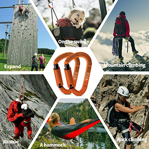 FVW Auto Locking Rock Climbing Carabiner Clips, UIAA Certified Professional 25KN (5620 lbs) Heavy Duty Caribeaners for Rap...