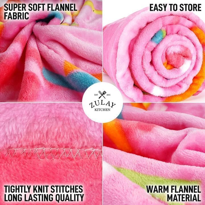 Zulay Donut Blanket - Novelty Big Round Pink Glazed for Adults and Kids - Premium Soft Flannel for Indoors, Outdoors, Trav...