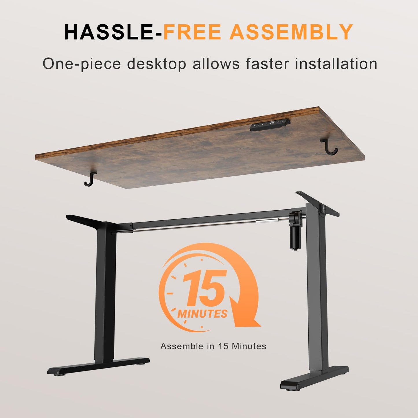 WALKINGDESK 48x24 Inches Whole Piece Electric Standing Desk, Seamless One Piece Height Adjustable Sit to Stand up Desk for Home Office, Ergonomic Computer Workstation, Rustic Brown