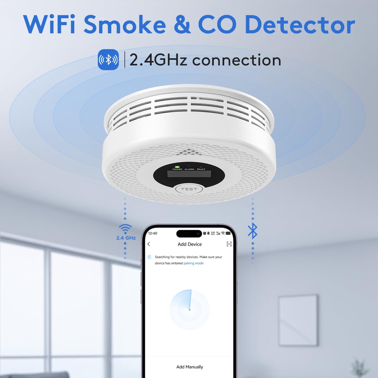 3-Pack Wi-Fi Smoke Detector Carbon Monoxide Detector Combo with App Notifications, Test/Silence Button, Smart Smoke Detector & CO Alarm for Any Home, Real-Time Alert