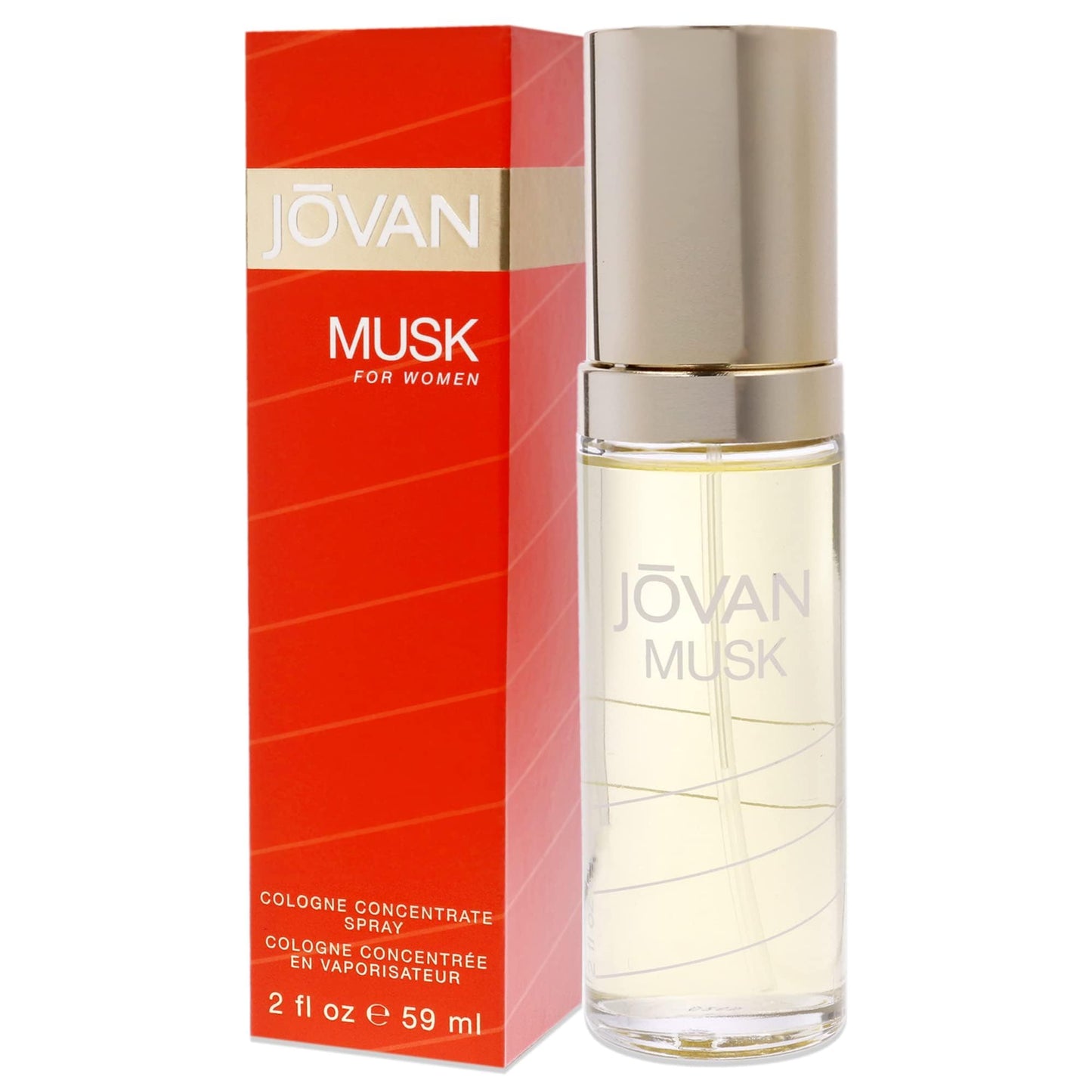 Jovan Musk for Women Eau de Cologne Spray 2 fl oz (Pack of 1), Notes of Jasmine, Amber, and Neroli, Women's Fragrance, Long Lasting, Everyday Fragrance, Travel Size