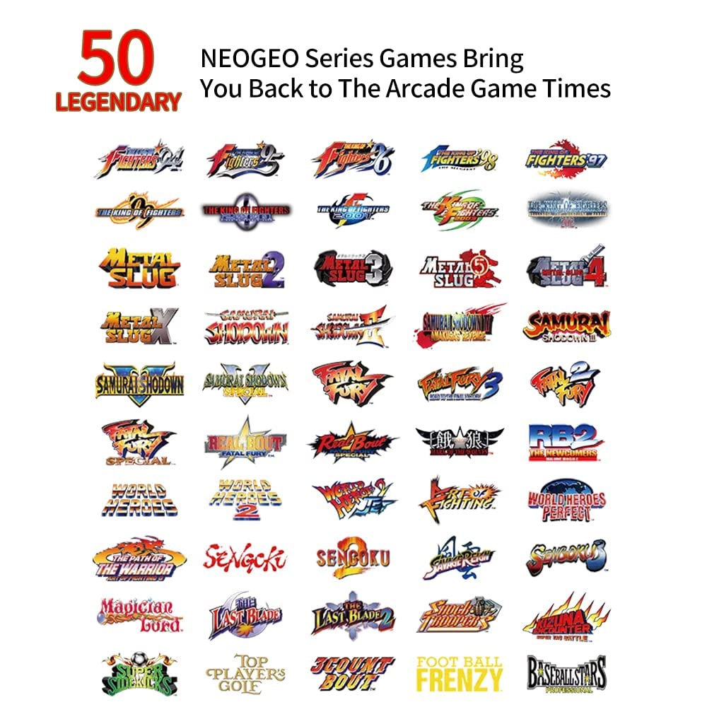 UNICO MVSX Home Arcade, Preloaded 50 SNK Licenced Retro Games, Support Two Players to Play Games Concurrently, Including The King of Fighters/Metal Slug and More