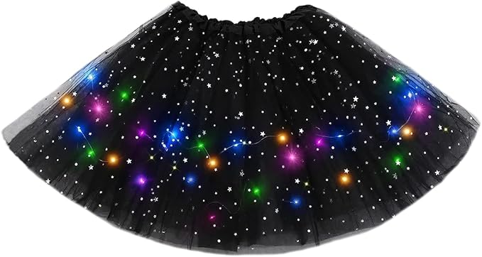 Women Light Up Tutu Skirt Stars Glow Tutus Layered Ballet Led Tulle Skirts for Halloween Party Costume