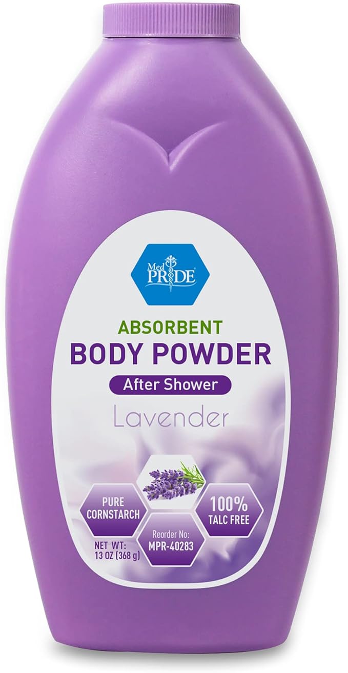 MED PRIDE 100% Talc-Free Cornstarch Dusting Powder for Women Paraben-Free Soothing Odor & Moisture Protection (Lavender 13 Ounce (Pack of 1))