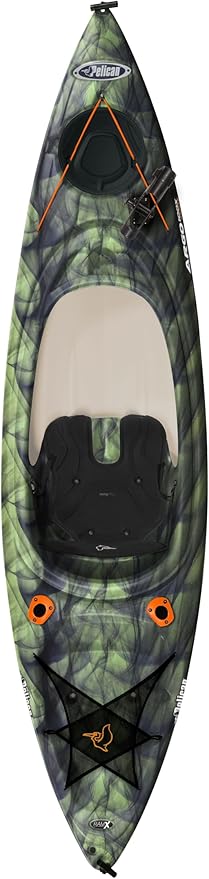 Pelican Argo 100X - Angler Sit in Fishing Kayak - Vapor Black Lime - Lightweight Stable - Ergoform™ Padded seat - 10 ft