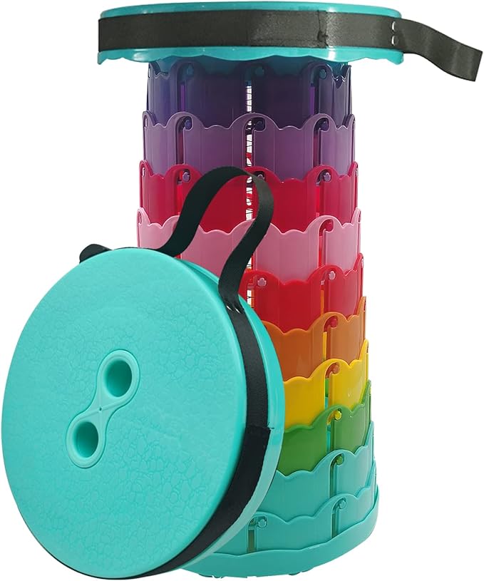 Fuuaiyim Folding Collapsible Camping Stool, Sturdy Platic Outdoor Foldable Telescopic Stool, Ultralight Portabel Retractable Seat for Camping, Picnic, BBQ, Gardern, Kitchen
