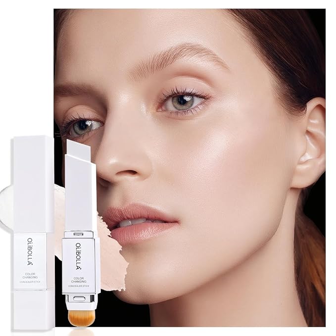 2 in 1 Color-Changing Foundation Stick, Weightless, Skin fit, Satin Glow Finish, Coverage Finish Base Makeup - Dual-Ended with Brush (01#True Beige)