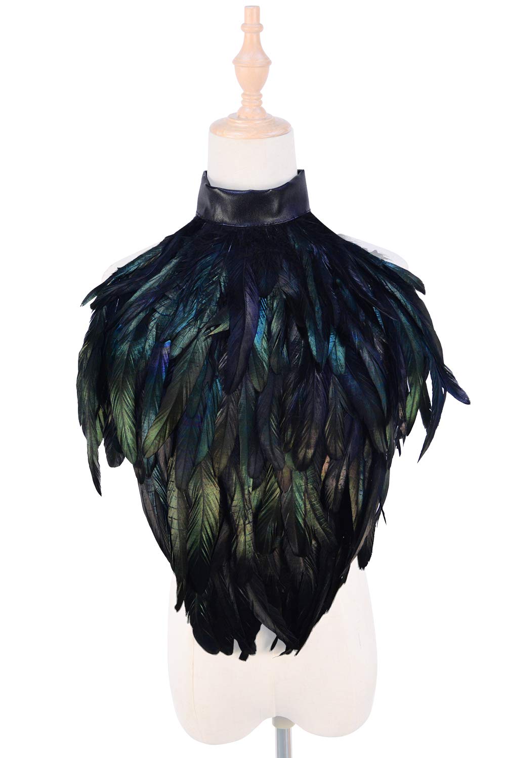 HOMELEX Feather Cape Shawl Costume Black Witch Wings Collar Adult Crow Maleficent Neck