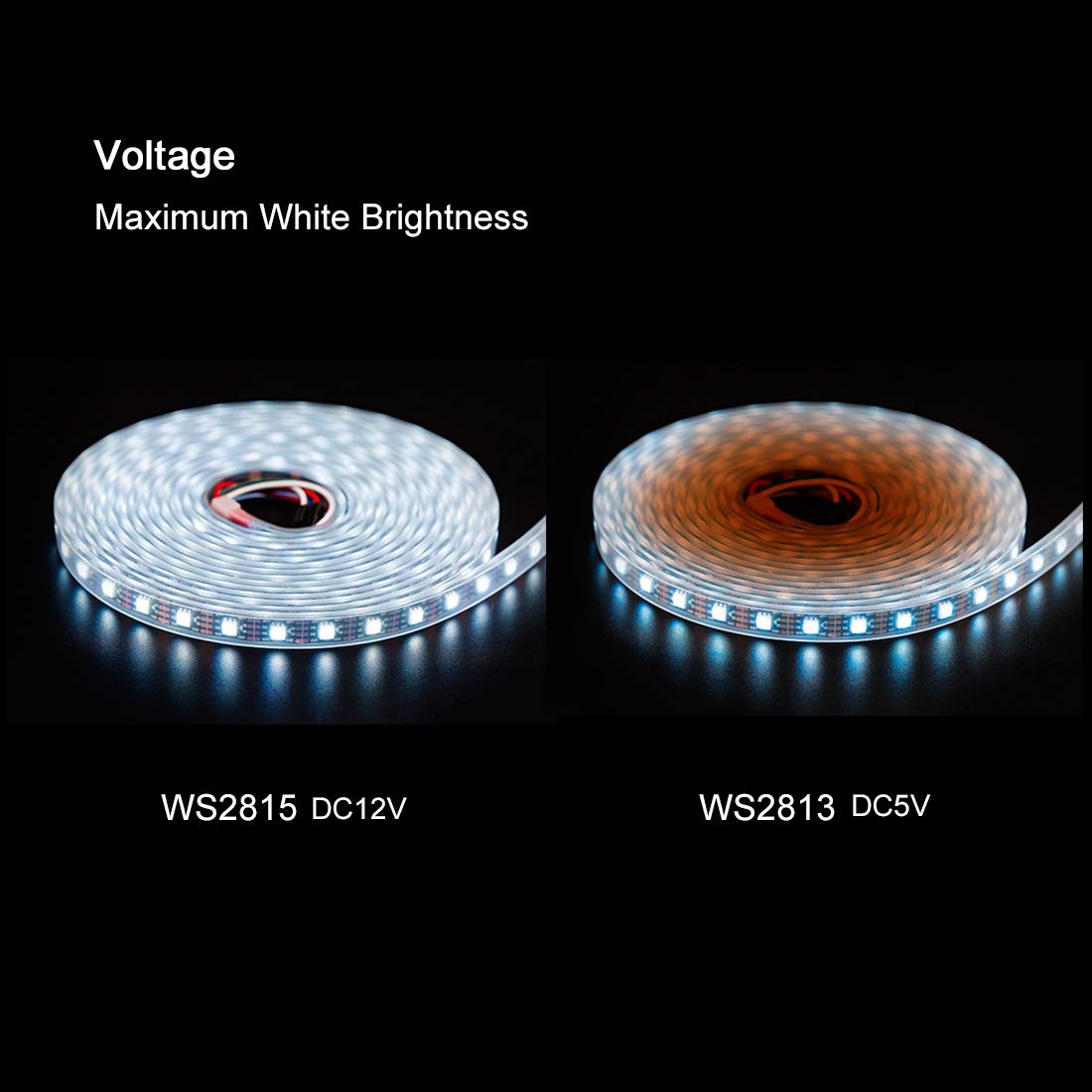 BTF-LIGHTING WS2815 (Upgraded WS2812B) 16.4ft 150 Pixels Magic Dream Color Individually Addressable RGB LED Flexible Strip Light 5050 SMD Dual Signal IP65 Silicone Coating Waterproof DC12V White PCB