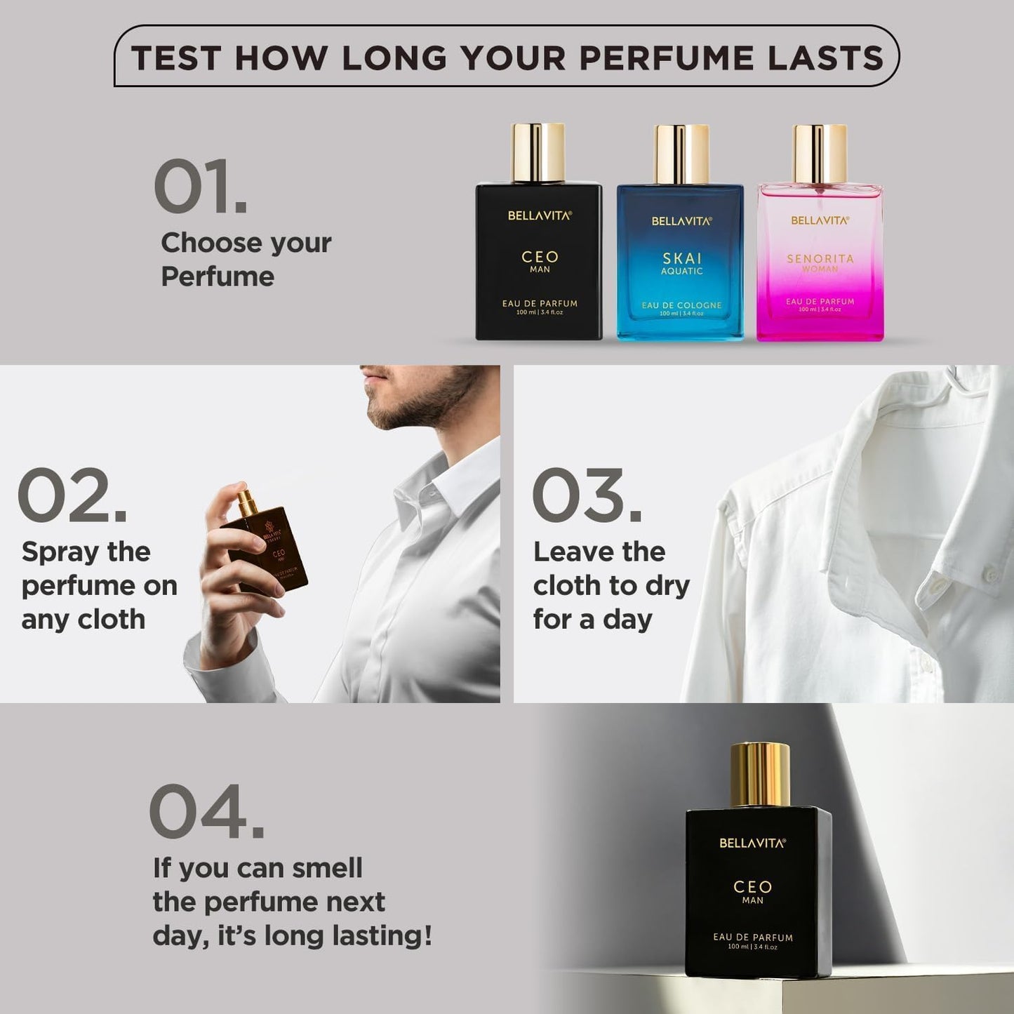 BellaVita Luxury CEO Man Perfume for Men (3.38 fl.oz) | Long-Lasting Men's Perfume with Lemon, Lavender, Tonka Vetiver & Moss Fragrance for Man | CEO Parfum for Men | Vegan & Cruelty-Free Fragrance
