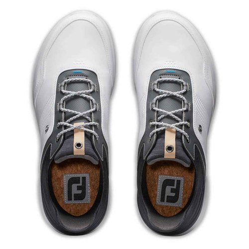 FootJoy Men's Stratos Previous Season Style Golf Shoe, White/Charcoal, 7.5 Wide