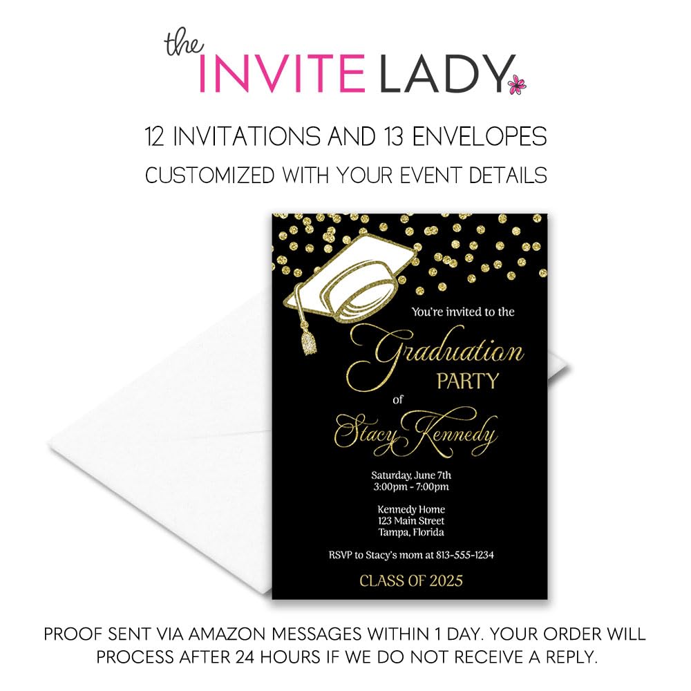 Graduation Party Invitations 2025 Customized Grad Open House Invite Announcement (12 Count)