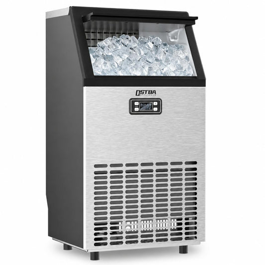 OSTBA Commercial Ice Maker Machine 120LBS/24H, Under Counter Ice Machine with 36LB Storage Bin, Self-Cleaning Stainless Steel Ice Maker, Automatic Ice Maker with LCD Display for Bar Restaurant Office