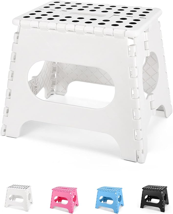 Dyforce Non-Slip Folding Step Stool - 11 inch Height Premium Heavy Duty Foldable Step Stool for Kids, Kitchen Garden Bathr...