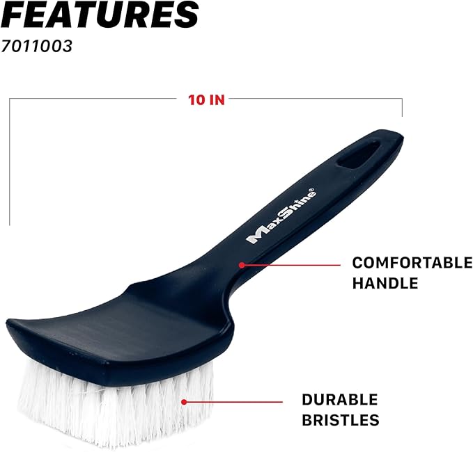 Maxshine Universal All-Purpose Cleaning Brush | Long-Handled Stiff Bristle Brush for Tires, Carpets, Upholstery & Floor Mats | Removes Tough Dirt & Stubborn Stains | Premium Auto Detailing Accessory