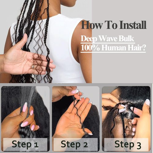 Human Braiding Hair For Boho Braids P4/27# Balayage 24 Inch 100g/2Bundles 12A Deep Wave Bulk Human Hair For Braiding No Weft Wet And Wavy Human Hair Extensions For Braids