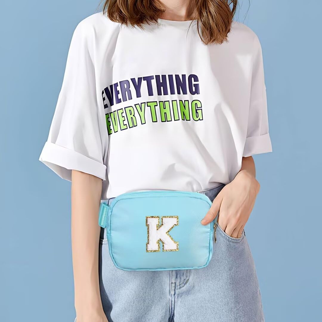 YOOLIFE Gifts for Girls Teen Girls Birthday Gifts - Personalized Gifts for Women, Gifts for Daughter Sister Friends, Blue Initial Crossbody Bag Belt Bag A