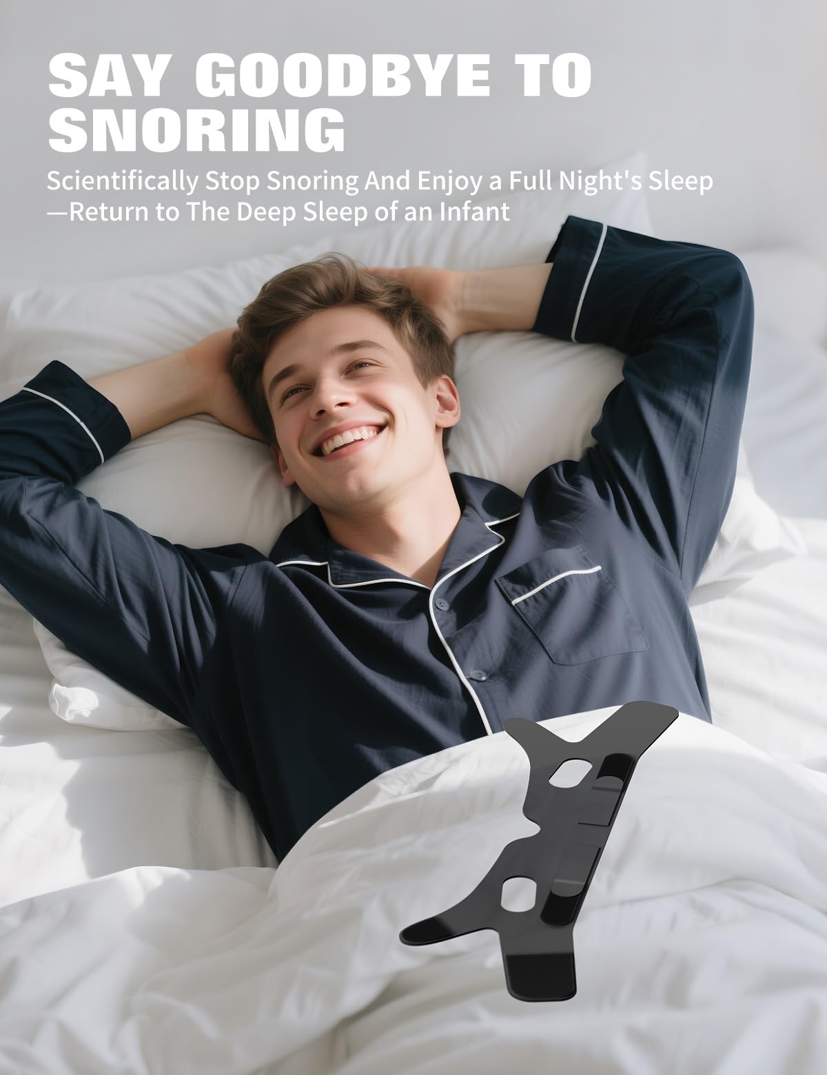 NNSRR Chin Strap for Sleeping,Anti Snore Chin Strap for CPAP Users,Anti Snoring Devices Breathable and Reusable for Men and Women,Simple and Effective Snoring Solution
